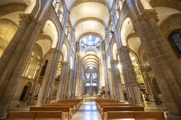 Santiago de Compostela, Spain, February 9, 2023: Interior of the Cathedral of Santiago de Compostela, Galicia, Spain., Europe
