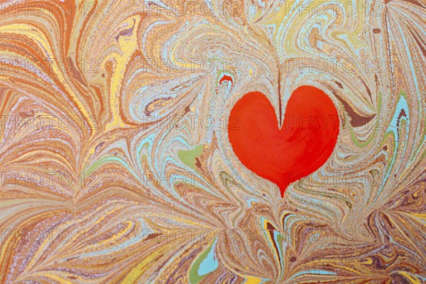 Beautiful abstract art of Ebru marbling painting techniques on water with paints