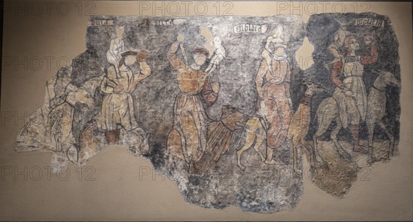 Seven deadly sins, Sieso wall paintings, 16th century, fresco torn off and transferred to canvas, come from the church of San Miguel Arcangel in Sieso, Diocesan Museum of Jaca, Huesca, Spain, Europe