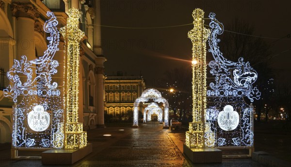 New Year and Christmas electric city decorations, Winter Palace Garden