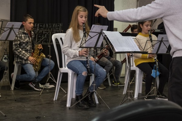 Open class and musical audition by the music school of Llucmajor, Sant Bonaventura cloister, Majorca, Balearic Islands, Spain, Europe