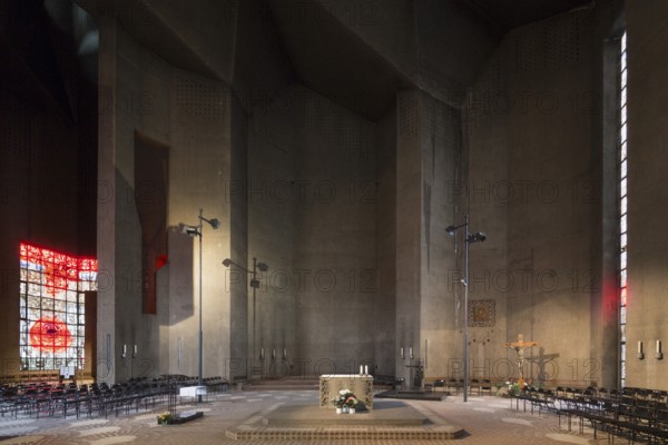 Interior, view to the altar, on the left the sacrament chapel