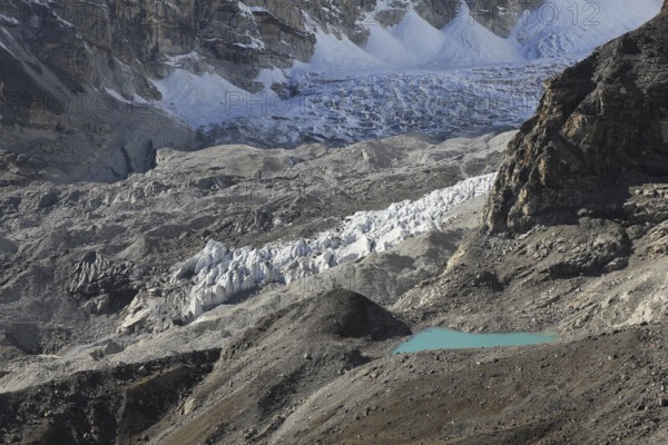 Turquoise glacier lake seen from Kala Patthar, Nepal, Asia