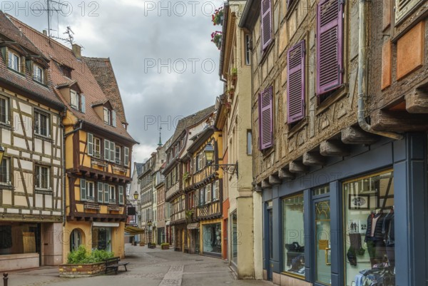 Historical street in Colmar city center, Alsace, France, Europe