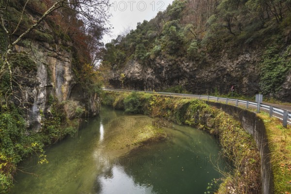 Autumn landscape, river in Somiedo natural park, Asturias, Spain, Europe