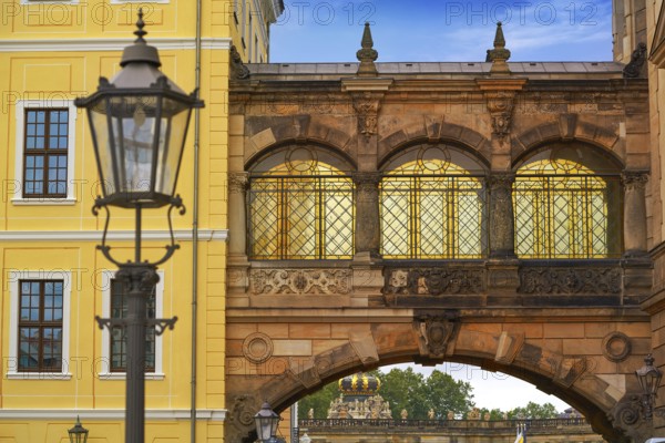 Dresden arch at Taschenberg street in Germany Saxony