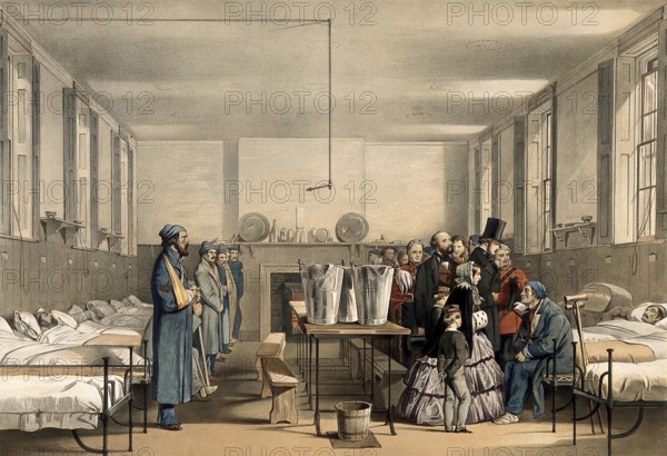 Queen Victoria and Prince Albert visiting wounded soldiers, Brompton Hospital, Chatham, Crimean War