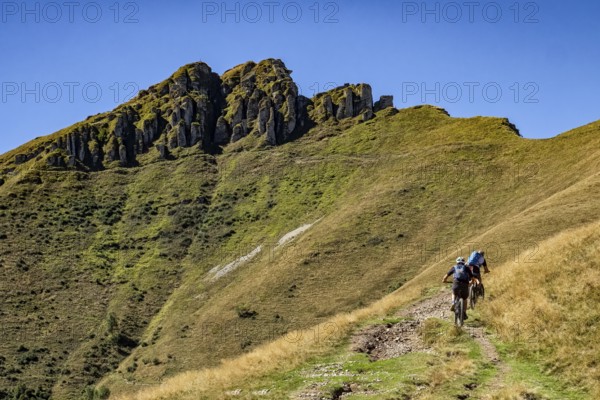 Cycling scene in the alps of Intelvi Valley