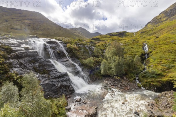 Waterfalls, The Meeting of Three Waters, Glencoe, Highlands, Scotland, Great Britain