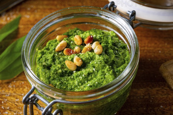 Delicious wild knob pesto with pine nuts