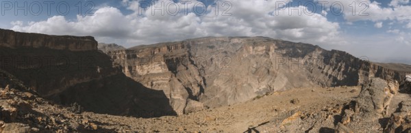 Panoramic view, Jebel Shams Canyon, Balcony Walk, Oman, Asia