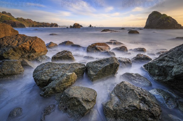 Sunset at a Rocky Beach, Northern California, USA, North America