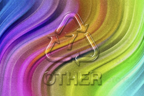 OTHER, Plastic recycling symbol OTHER 7, rainbow glitter background