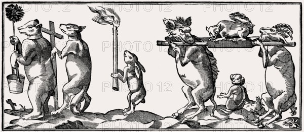 Satirical relief of the misguided priests from the Strasbourg Cathedral, animal parody, Alsace, France, Middle Ages, Europe