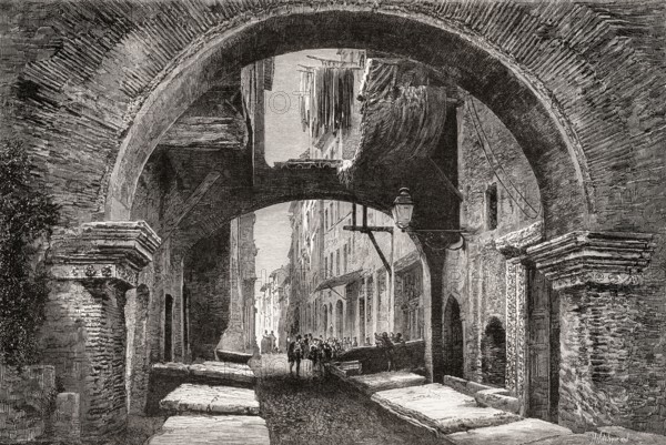 Old fish market, Porticus Octaviae, Portico of Octavia, Rome, Italy, 19th Century, Europe