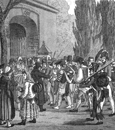 Passing of the Prussian prisoners, Napoleonic Wars, after the twin battles of Jena and Auerstädt, 1806