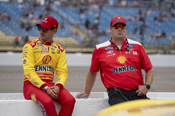 Joey Logano waits for qualifying to begin for the Iowa Corn 350 Powered by Ethanol in Newton, IA, USA, North America