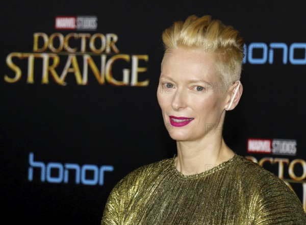 Tilda Swinton at the World premiere of 'Doctor Strange' held at the El Capitan Theatre in Hollywood, USA on October 20, 2016., Hollywood, California, USA, North America
