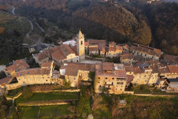 Aerial photographic documentation of the small village of Monteggiori in Versilia Tuscany