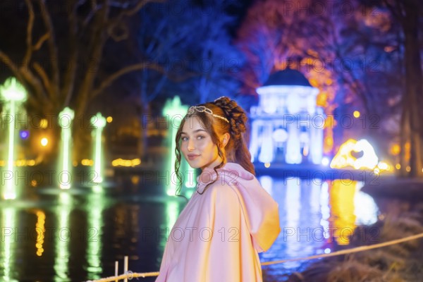 It is the most beautiful time of the year when the sparkling evening trail finally lights up Dresden's famous Pillnitz Palace & Park again. Now in its fourth year, the winter walk takes a new magical route with completely different worlds of light that never fail to surprise our visitors from previous years. As a special guest this year, Pillnitz welcomed the Moritzburg Cinderella Tamara Kretschmer, who also opened the park. Dresden, Saxony, Germany, Europe