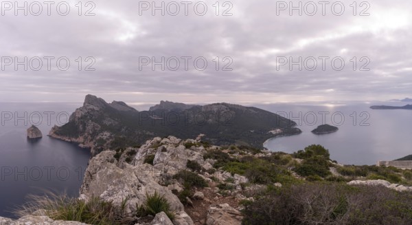 A panorama view of Cap de Formentor in northwestern Majorca at sunrise
