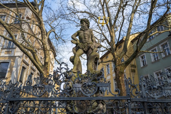 A statue in the city centre of Bamberg known as the Gabelmann which has marked a source of water for many centuries. Bamberg, Germany, Europe