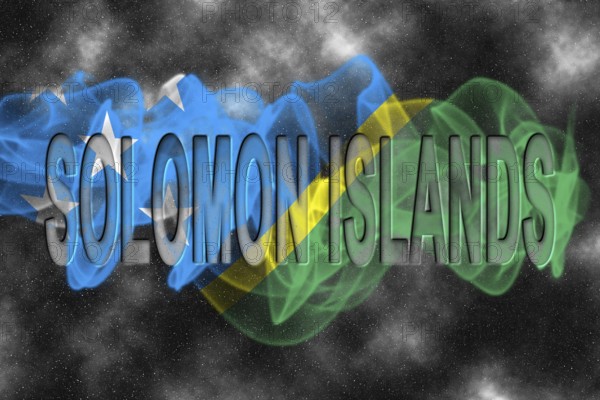 Solomon Islands Flag with Starry Background Smoke Effect