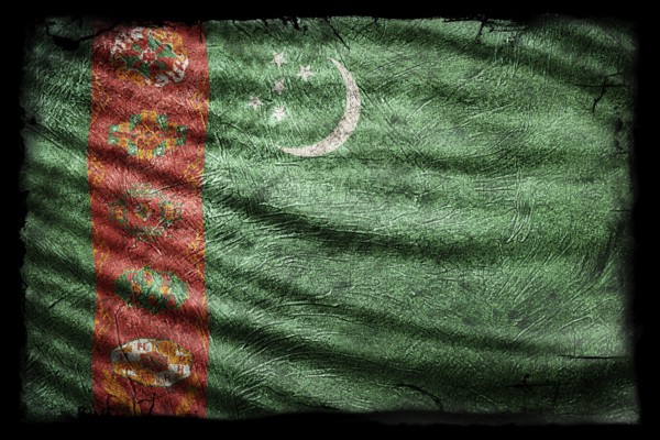 Turkmenistan Flag, Grunge Texture Background