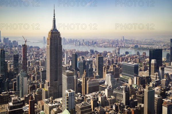 Aerial view of the Empire State Building and cityscape of New York, US