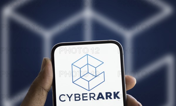 Cyberark logo is displayed on smartphone. CyberArk Software Ltd. is an Israeli publicly traded information security company