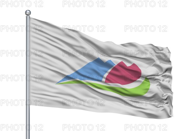 Ina City Flag On Flagpole, Country Japan, City Prefecture, Isolated On White Background