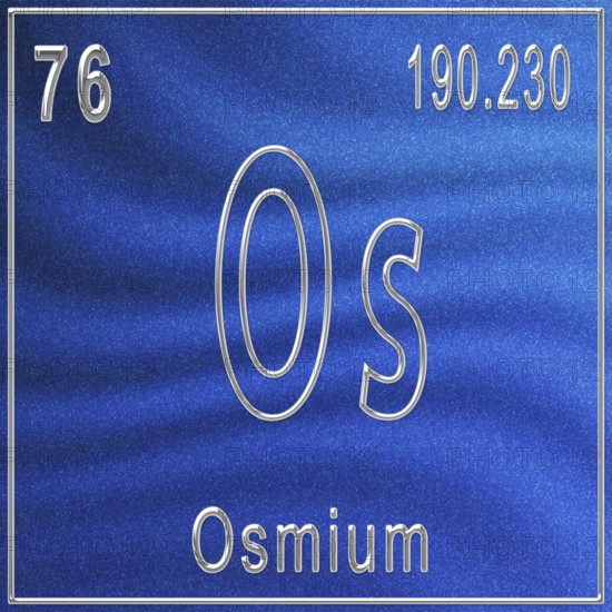 Osmium chemical element, Sign with atomic number and atomic weight, Periodic Table Element