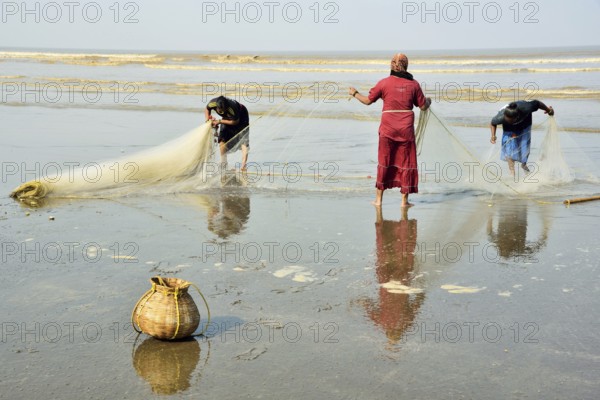 Fisher women at work, Kalagam Beach, Valsad, Gujarat, India, Asia