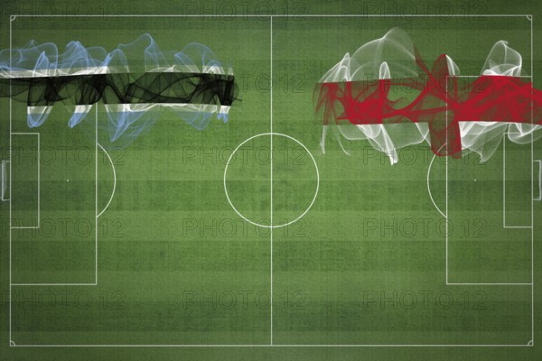 Botswana vs England Soccer Match, national colors, national flags, soccer field, football game, Competition concept, Copy space