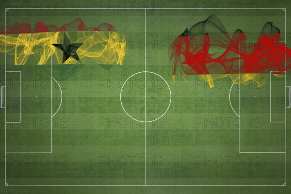 Ghana vs Germany Soccer Match, national colors, national flags, soccer field, football game, Competition concept, Copy space