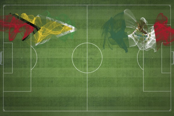 Guyana vs Mexico Soccer Match, national colors, national flags, soccer field, football game, Competition concept, Copy space