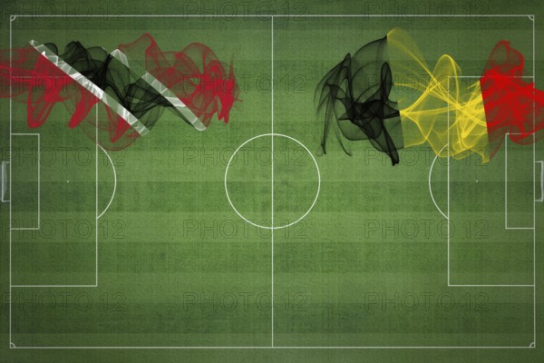 Trinidad and Tobago vs Belgium Soccer Match, national colors, national flags, soccer field, football game, Competition concept, Copy space