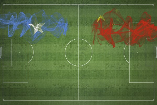 Somalia vs China Soccer Match, national colors, national flags, soccer field, football game, Competition concept, Copy space
