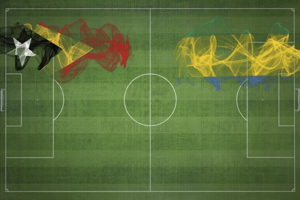 East Timor vs Gabon Soccer Match, national colors, national flags, soccer field, football game, Competition concept, Copy space