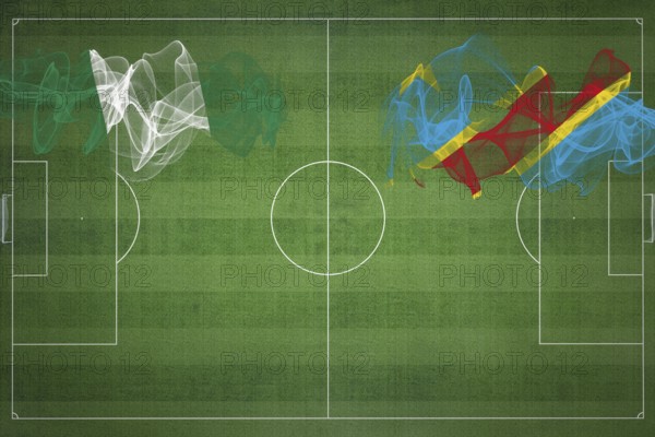 Nigeria vs DR Congo Soccer Match, national colors, national flags, soccer field, football game, Competition concept, Copy space
