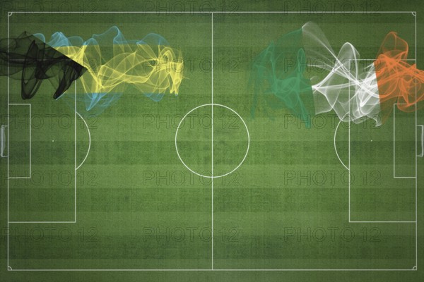 Bahamas vs Ireland Soccer Match, national colors, national flags, soccer field, football game, Competition concept, Copy space