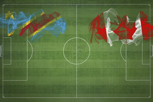 Democratic Republic of Congo vs Canada Soccer Match, national colors, national flags, soccer field, football game, Competition concept, Copy space