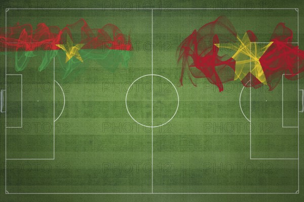 Burkina Faso vs Vietnam Soccer Match, national colors, national flags, soccer field, football game, Competition concept, Copy space