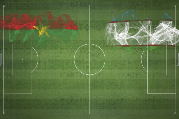 Burkina Faso vs Uzbekistan Soccer Match, national colors, national flags, soccer field, football game, Competition concept, Copy space