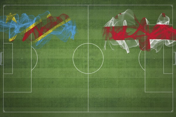 Democratic Republic of Congo vs Georgia Soccer Match, national colors, national flags, soccer field, football game, Competition concept, Copy space