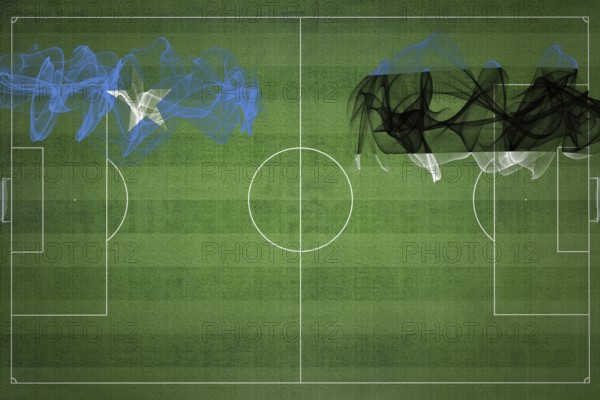 Somalia vs Estonia Soccer Match, national colors, national flags, soccer field, football game, Competition concept, Copy space