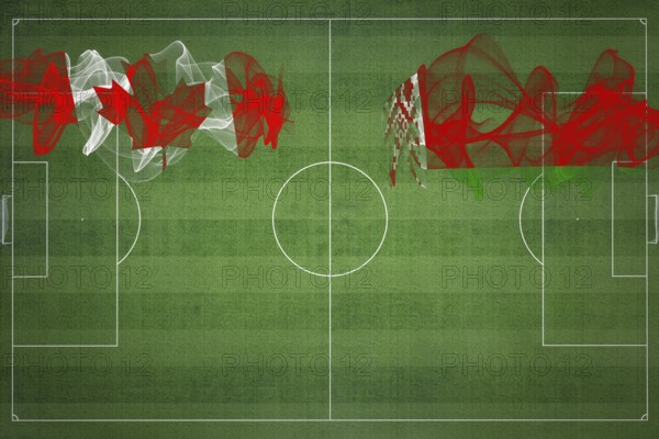 Canada vs Belarus Soccer Match, national colors, national flags, soccer field, football game, Competition concept, Copy space