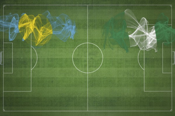 Palau vs Nigeria Soccer Match, national colors, national flags, soccer field, football game, Competition concept, Copy space
