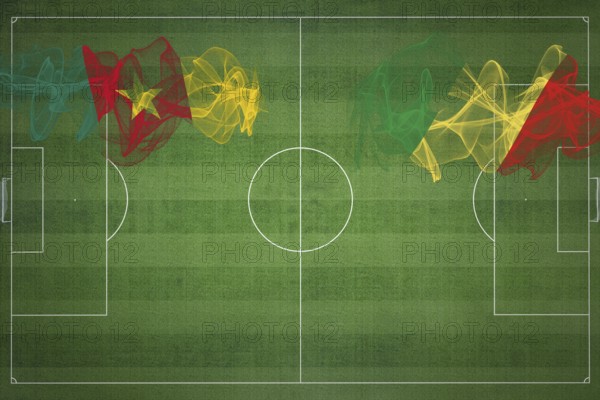 Cameroon vs Congo Soccer Match, national colors, national flags, soccer field, football game, Competition concept, Copy space