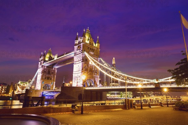 London Tower Bridge sunset on Thames river in England